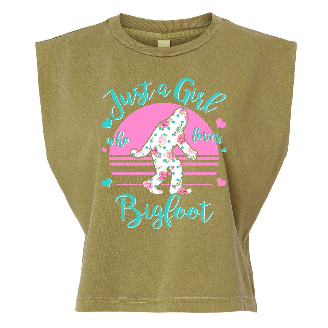 Cute Just a Girl Who Loves Bigfoot Garment-Dyed Women's Muscle Tee