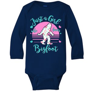 Cute Just a Girl Who Loves Bigfoot Baby Long Sleeve Bodysuit