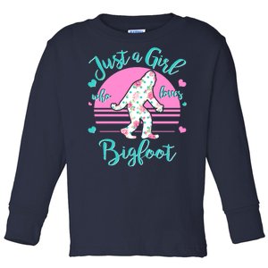 Cute Just a Girl Who Loves Bigfoot Toddler Long Sleeve Shirt