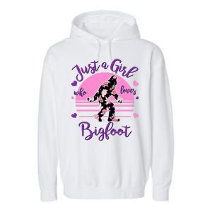 Cute Just a Girl Who Loves Bigfoot Garment-Dyed Fleece Hoodie