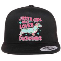 Cute Just A Girl Who Loves Dachshunds Flat Bill Trucker Hat