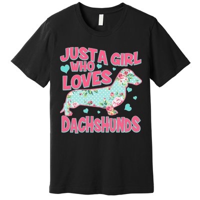 Cute Just A Girl Who Loves Dachshunds Premium T-Shirt