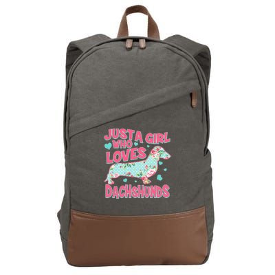 Cute Just A Girl Who Loves Dachshunds Cotton Canvas Backpack