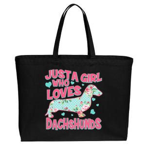 Cute Just A Girl Who Loves Dachshunds Cotton Canvas Jumbo Tote