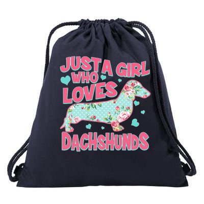 Cute Just A Girl Who Loves Dachshunds Drawstring Bag