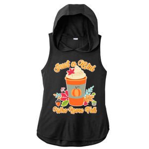 Cute Just A Girl Who Loves Fall Ladies PosiCharge Tri-Blend Wicking Draft Hoodie Tank