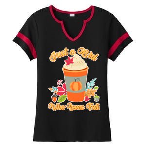 Cute Just A Girl Who Loves Fall Ladies Halftime Notch Neck Tee