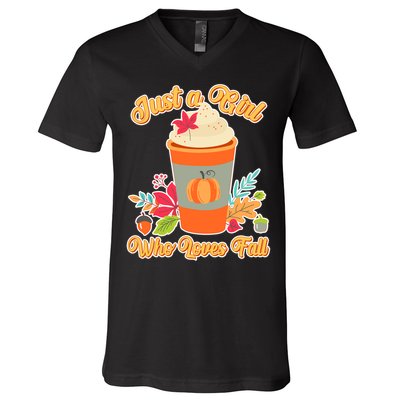 Cute Just A Girl Who Loves Fall V-Neck T-Shirt