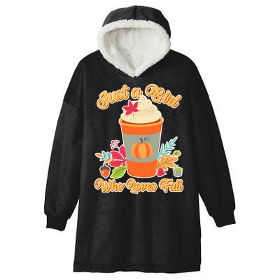 Cute Just A Girl Who Loves Fall Hooded Wearable Blanket