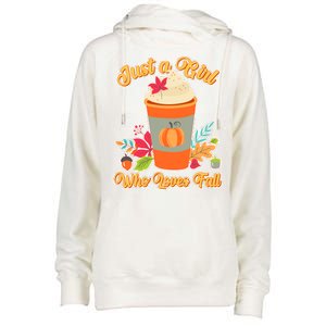 Cute Just A Girl Who Loves Fall Womens Funnel Neck Pullover Hood