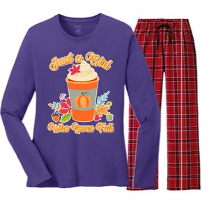 Cute Just A Girl Who Loves Fall Women's Long Sleeve Flannel Pajama Set 