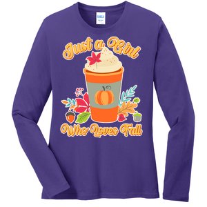 Cute Just A Girl Who Loves Fall Ladies Long Sleeve Shirt