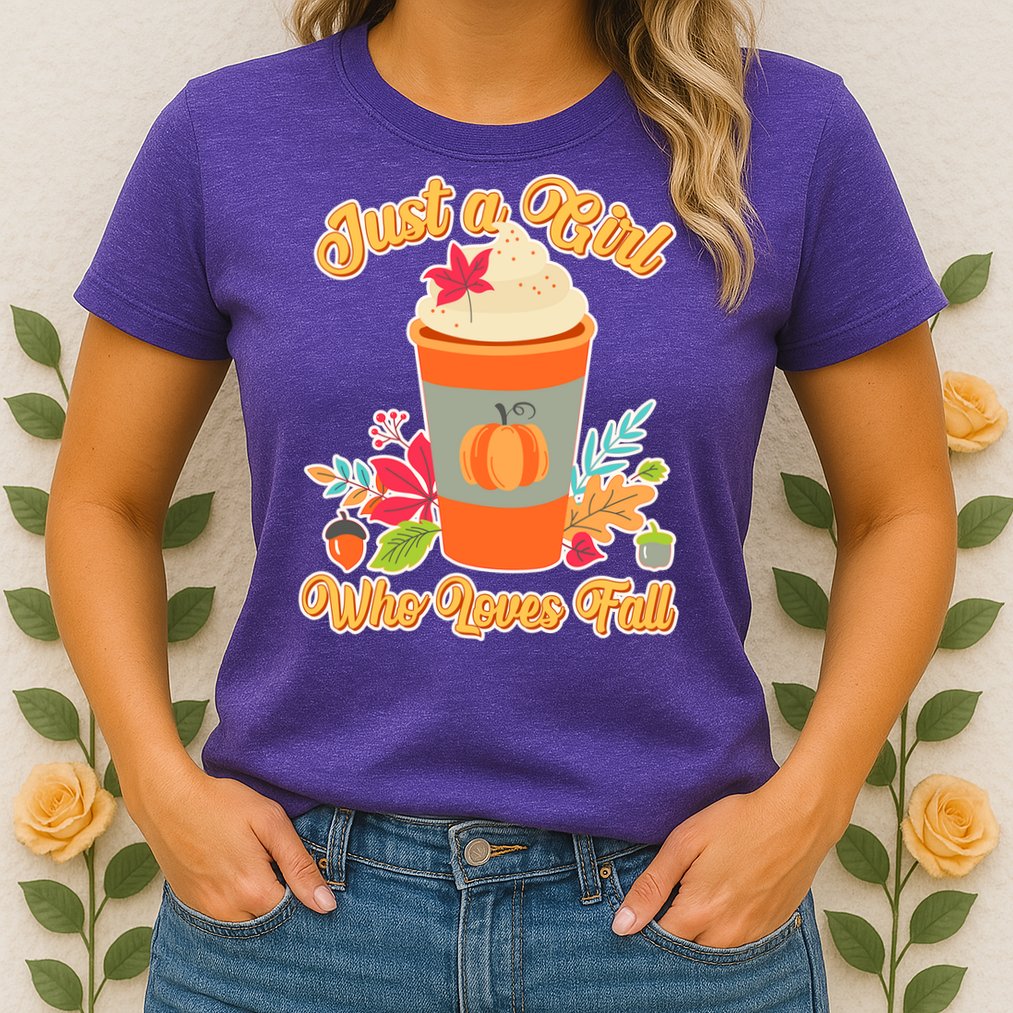 Cute Just A Girl Who Loves Fall Womens T-Shirt