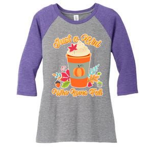 Cute Just A Girl Who Loves Fall Women's Tri-Blend 3/4-Sleeve Raglan Shirt