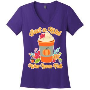 Cute Just A Girl Who Loves Fall Women's V-Neck T-Shirt