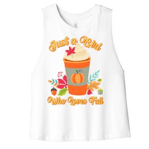 Cute Just A Girl Who Loves Fall Women's Racerback Cropped Tank