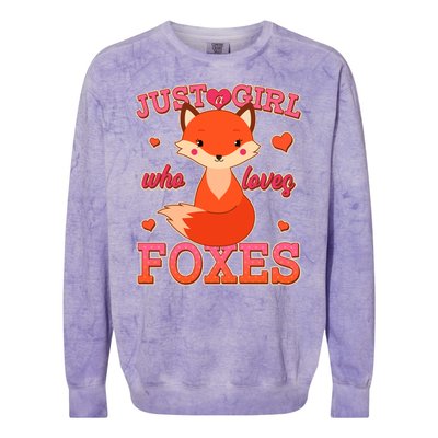 Cute Just A Girl Who Loves Foxes Colorblast Crewneck Sweatshirt