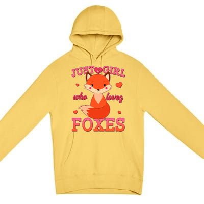 Cute Just A Girl Who Loves Foxes Premium Pullover Hoodie