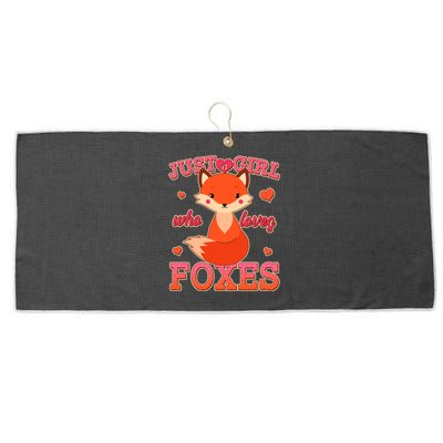 Cute Just A Girl Who Loves Foxes Large Microfiber Waffle Golf Towel