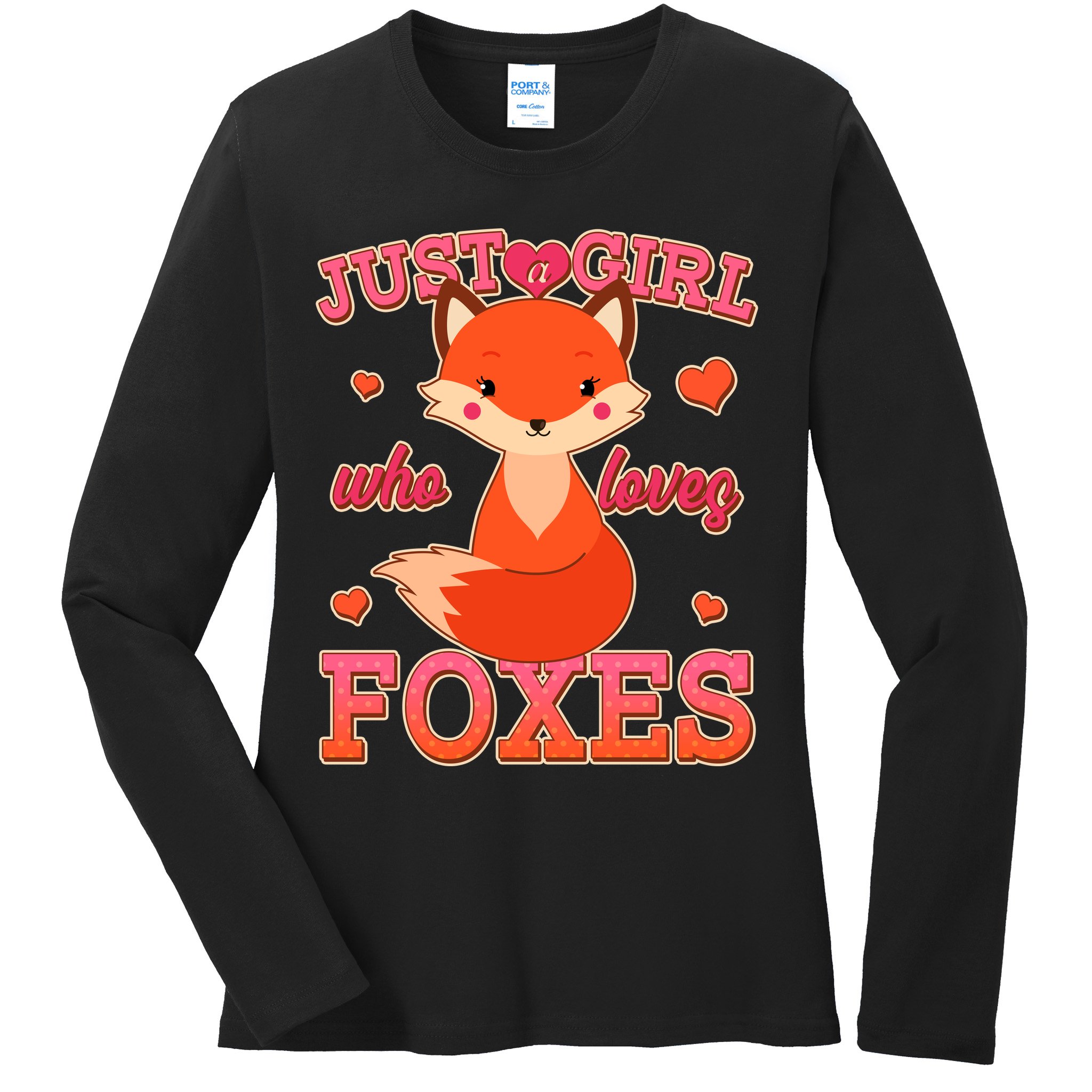 Cute Just A Girl Who Loves Foxes Ladies Long Sleeve Shirt