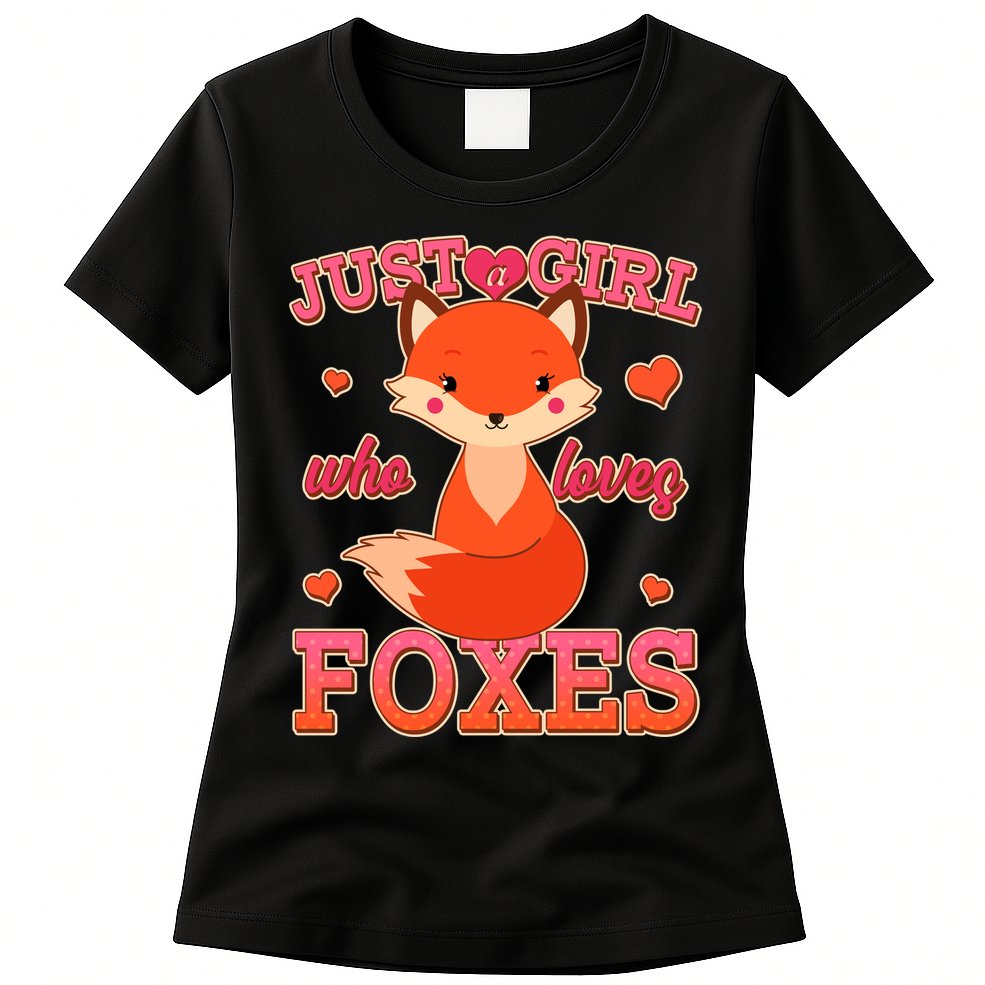 Cute Just A Girl Who Loves Foxes Womens T-Shirt
