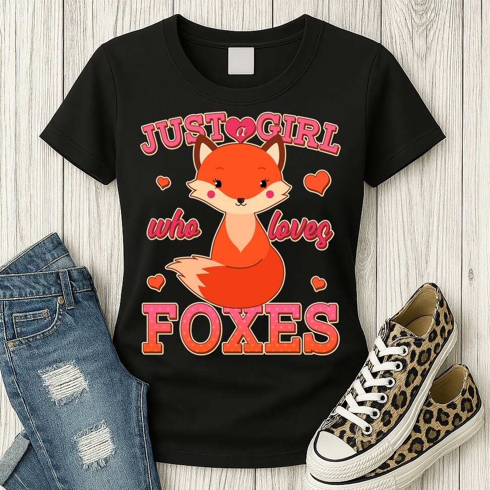 Cute Just A Girl Who Loves Foxes Womens T-Shirt