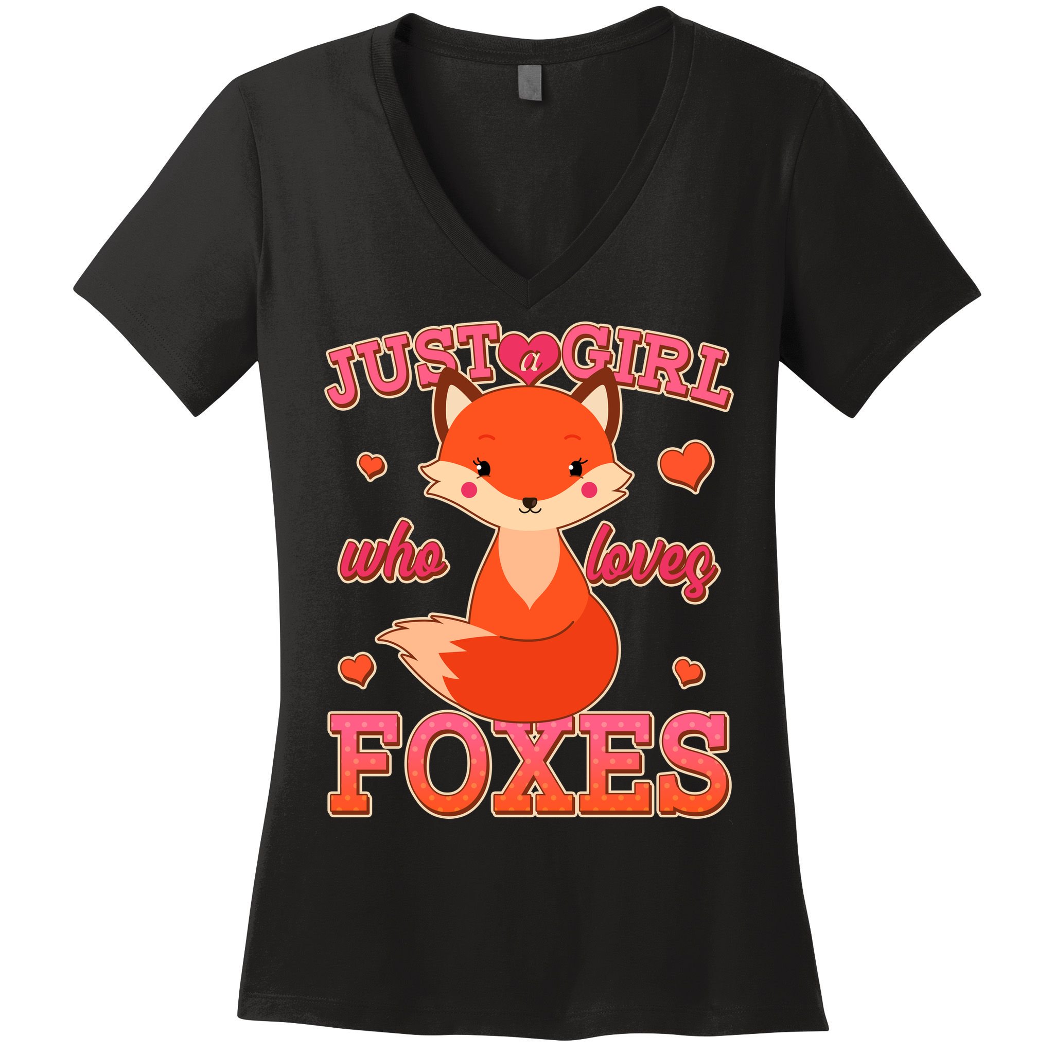 Cute Just A Girl Who Loves Foxes Women's V-Neck T-Shirt