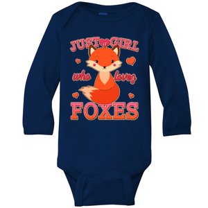 Cute Just A Girl Who Loves Foxes Baby Long Sleeve Bodysuit