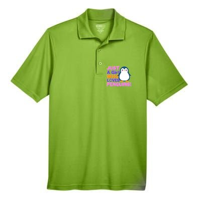 Cute Just A Girl Who Loves Penguins Men's Origin Performance Piqué Polo