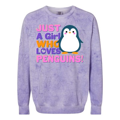 Cute Just A Girl Who Loves Penguins Colorblast Crewneck Sweatshirt