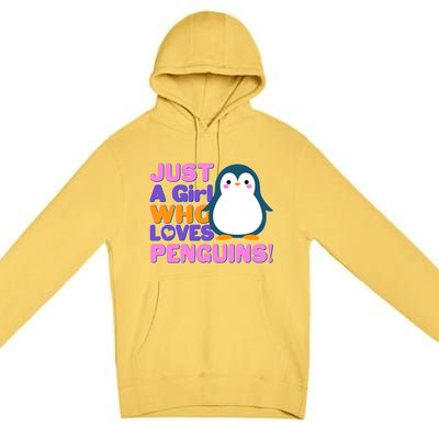 Cute Just A Girl Who Loves Penguins Premium Pullover Hoodie