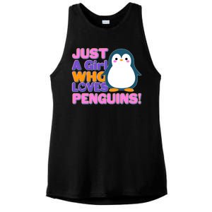 Cute Just A Girl Who Loves Penguins Ladies PosiCharge Tri-Blend Wicking Tank