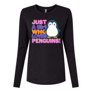 Cute Just A Girl Who Loves Penguins Womens Cotton Relaxed Long Sleeve T-Shirt