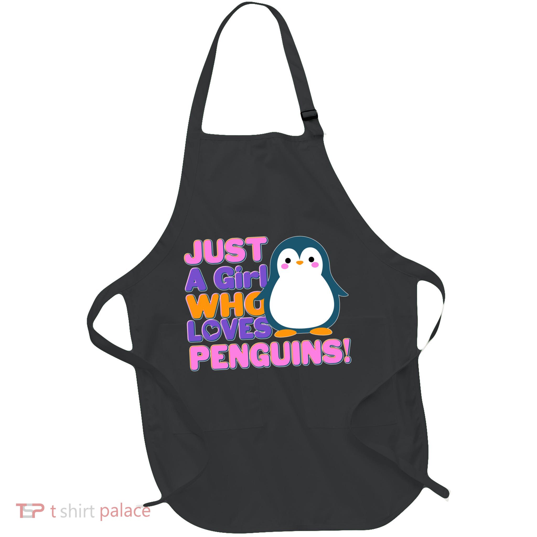 Cute Just A Girl Who Loves Penguins Full-Length Apron With Pockets