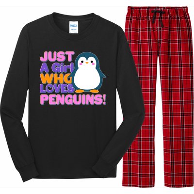 Cute Just A Girl Who Loves Penguins Long Sleeve Pajama Set