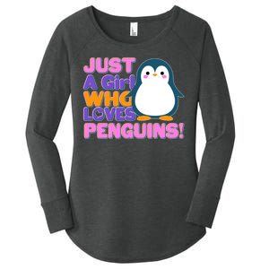 Cute Just A Girl Who Loves Penguins Women's Perfect Tri Tunic Long Sleeve Shirt