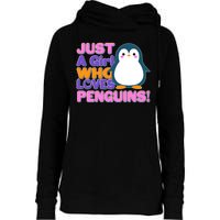 Cute Just A Girl Who Loves Penguins Womens Funnel Neck Pullover Hood