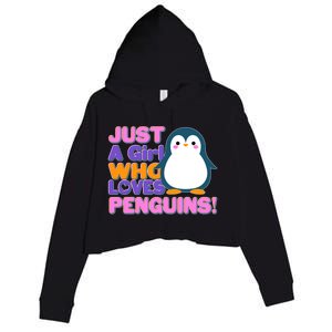 Cute Just A Girl Who Loves Penguins Crop Fleece Hoodie