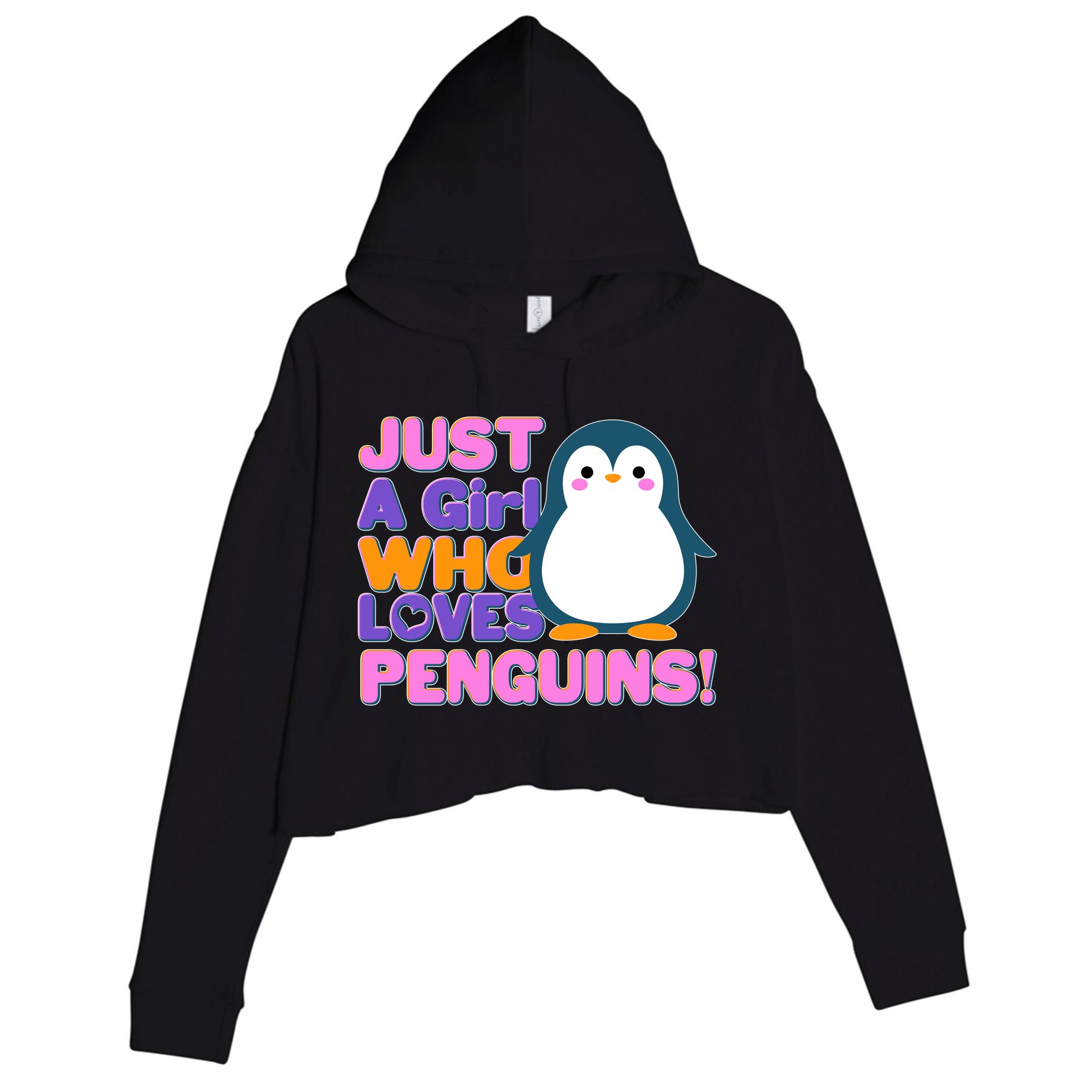 Cute Just A Girl Who Loves Penguins Crop Fleece Hoodie