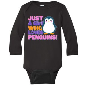 Cute Just A Girl Who Loves Penguins Baby Long Sleeve Bodysuit