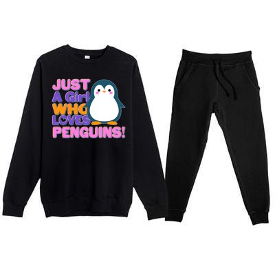 Cute Just A Girl Who Loves Penguins Premium Crewneck Sweatsuit Set