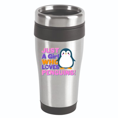 Cute Just A Girl Who Loves Penguins 16oz Travel Tumbler