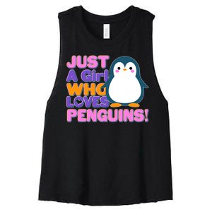 Cute Just A Girl Who Loves Penguins Women's Racerback Cropped Tank