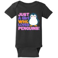 Cute Just A Girl Who Loves Penguins Baby Bodysuit
