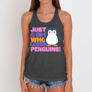 Cute Just A Girl Who Loves Penguins Women's Knotted Racerback Tank