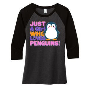 Cute Just A Girl Who Loves Penguins Women's Tri-Blend 3/4-Sleeve Raglan Shirt