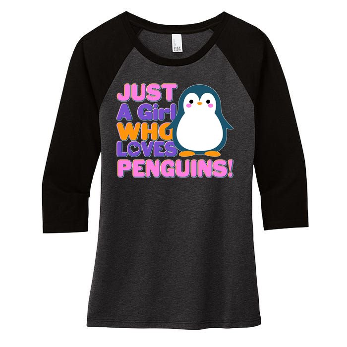 Cute Just A Girl Who Loves Penguins Women's Tri-Blend 3/4-Sleeve Raglan Shirt