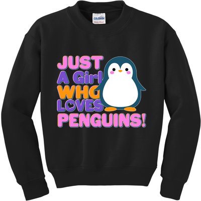 Cute Just A Girl Who Loves Penguins Kids Sweatshirt