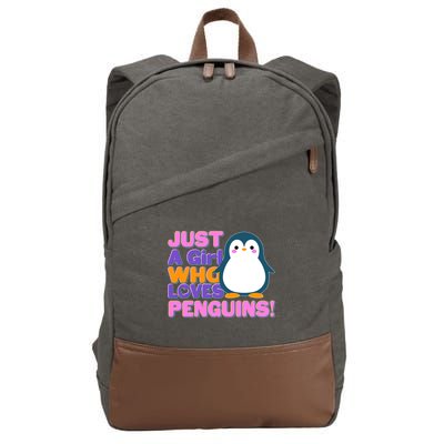 Cute Just A Girl Who Loves Penguins Cotton Canvas Backpack