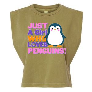 Cute Just A Girl Who Loves Penguins Garment-Dyed Women's Muscle Tee